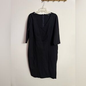 ELOQUII 9-5 Stretch Work Dress Black 3/4 Sleeve Sheath Knee LBD Sz 18